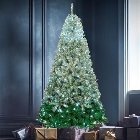 7.6FT Green Gradient Artificial Christmas Xmas Trees with Lights ...