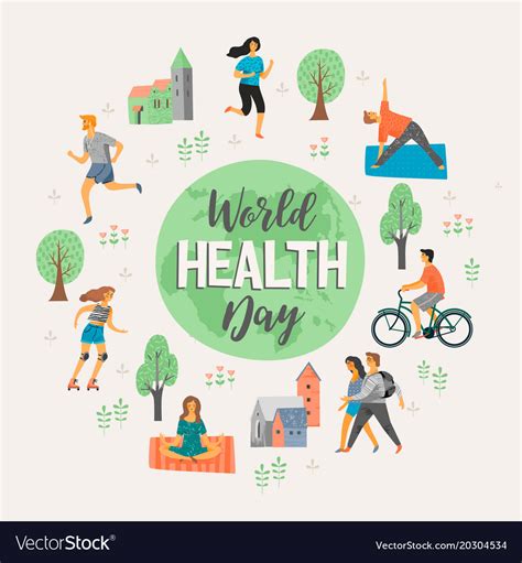 World Health Day Healthy Lifestyle Royalty Free Vector Image