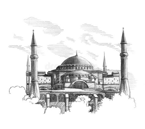 Ð and Draw Sketch Hagia Sophia Ayasofya in Istanbul. Turkey Stock Illustration - Illustration of ...