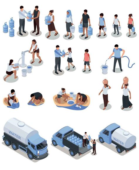 Water Scarcity Isometric Set 25803540 Vector Art at Vecteezy