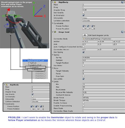 How Do I Enable Object To Follow Axis Rotation Using Hinge Joint In A Moving Object Unity