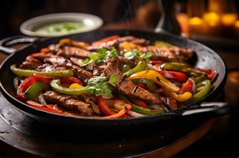 Premium Ai Image Sizzling Fajitas On A Skillet