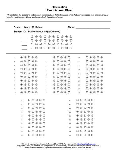 Question Test Answer Sheet Remark Software