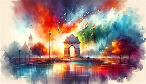 Premium Photo Watercolor Painted India Republic Day Background