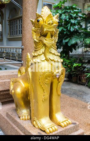 The Statue Of Thai Style Golden Singha Stock Photo Alamy