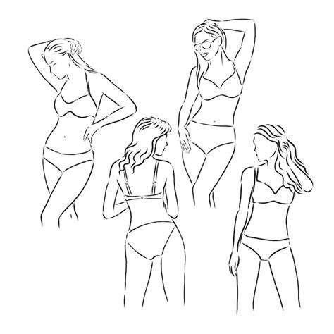 Fond De Vecteur Avec La Belle Jeune Femme En Bikini Girl Dans Un Vecteur De Maillot De Bain