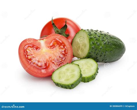 Sliced Tomato And Cucumber Stock Image Image Of Heap 30086699