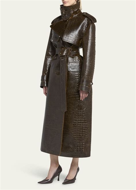 Stella McCartney Croc Embossed Faux Leather Trench Coat Bergdorf Goodman