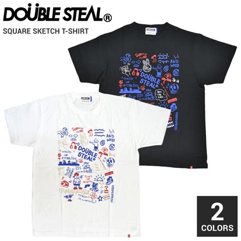 楽天市場割引クーポン配布中 DOUBLE STEAL ダブルスティール SQUARE SKETCH T SHIRT TEE T