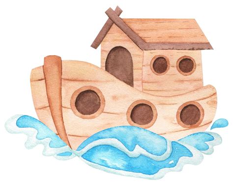 A Watercolor Drawing Of A Boat With A House On The Front And Waves