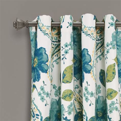 Lush Decor 45 In Blue Paisley Light Filtering Grommet Curtain Panel Pair In The Curtains