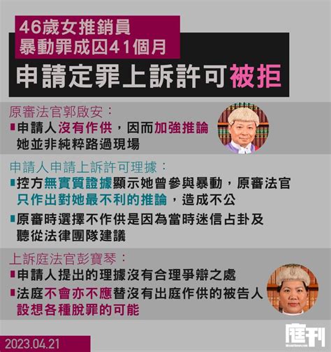 1119尖沙咀衝突｜46歲女推銷員暴動罪成囚41個月 申請定罪上訴許可被拒 庭刊