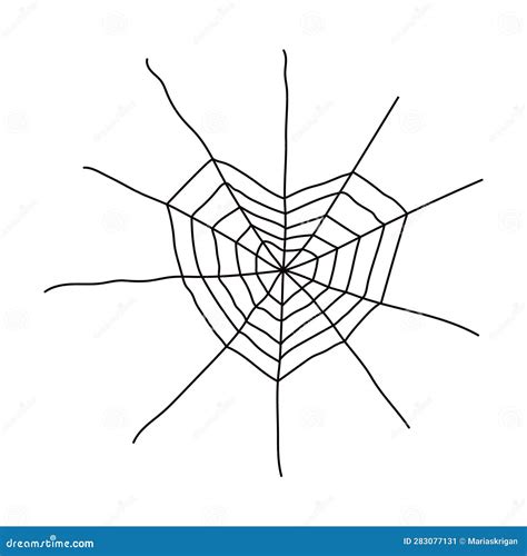 Heart Shaped Spider Web Hand Drawn Halloween Illustration. Stock Vector - Illustration of thread ...