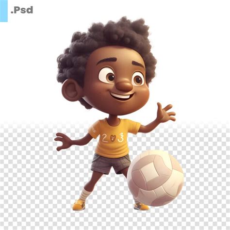 Joyeux Garçon Afro américain Avec Ballon De Football Isolé Sur Fond