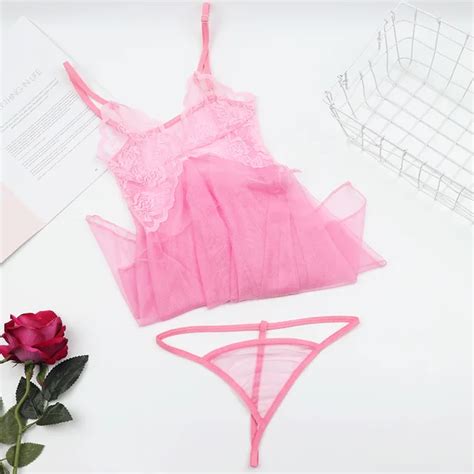 Exotic Lace Transparent Underwear Women Lace Night Gown Sleepwear Sexy Lingerie Nightwear G