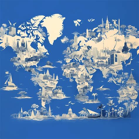 Premium Photo | Vivid Illustrated World Map Detailed Global Travel Poster