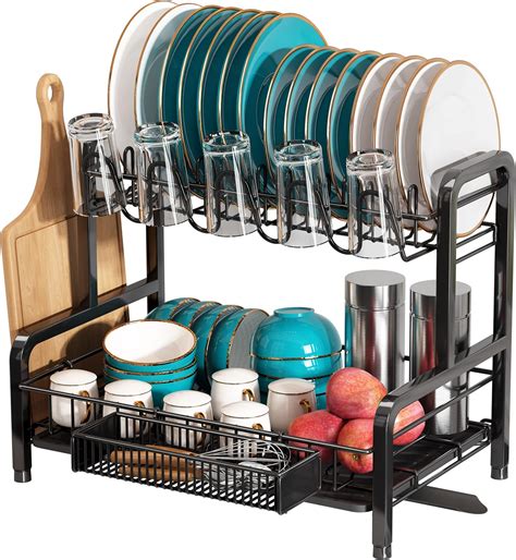 Amazon Romision Dish Drying Rack And Drainboard Set 2 Tier Large