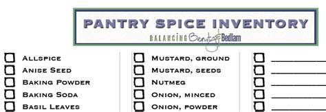 Spice Inventory Free Printable The Happy Housewife™ Cooking