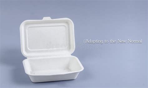 Biodegradable Food Box With Stop Global Warming Tag Stock Image Image