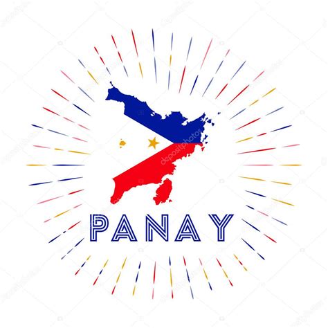 Panay Sunburst Badge El Letrero De La Isla Con Mapa De Panay Con