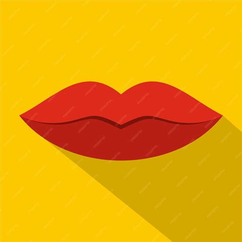 Premium Vector Red Female Lips Icon Flat Illustration Of Red Female