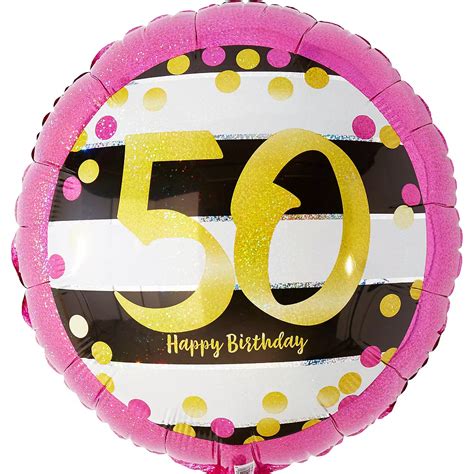 Prismatic Pink And Gold 50th Birthday Balloon 17 1 2in Party City