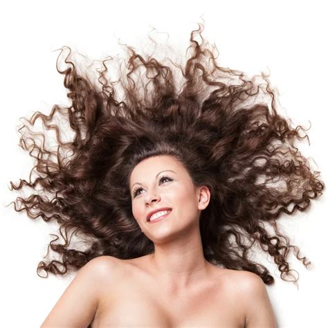 Portrait Of Nude Smiling Woman With Curly Hair Isolated On White Stock Photo Artjazz 5959576