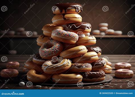 Stack Of Donuts With Chocolate Icing Ai Generative Traditional Donut