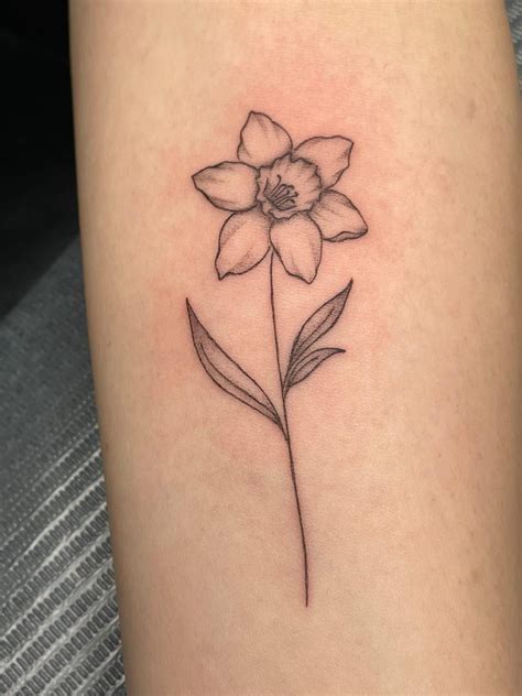 Fine Line Tattoo Of Daffodil On Inner Left Forearm Time Tattoos Body