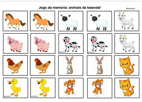 Jogo da memória animais da Fazenda