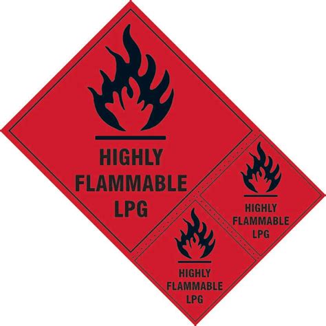 Highly Flammable Lpg Labels Self Adhesive Vinyl 200mm X 300mm Rsis