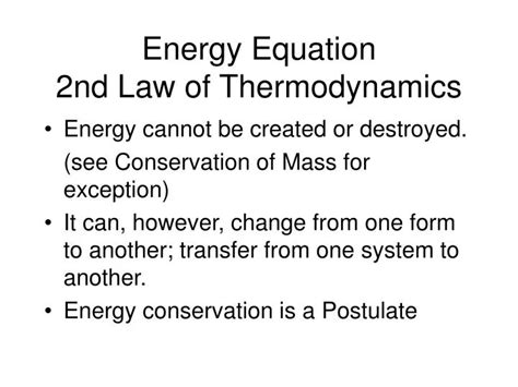 Ppt Energy Equation 2nd Law Of Thermodynamics Powerpoint Presentation Id6743680