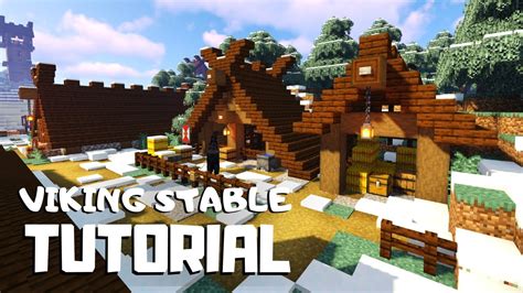 Minecraft How To Build A Viking Stable Snowy Viking Village Tutorial