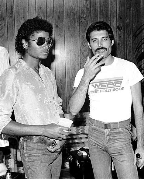 Michael Jackson and Freddie Mercury backstage at The Los Angeles Forum ...