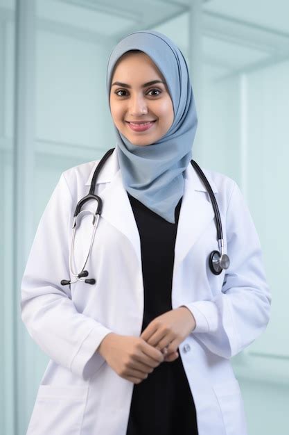 Premium Ai Image Muslim Beautiful Female Doctor Wearing Hijab And