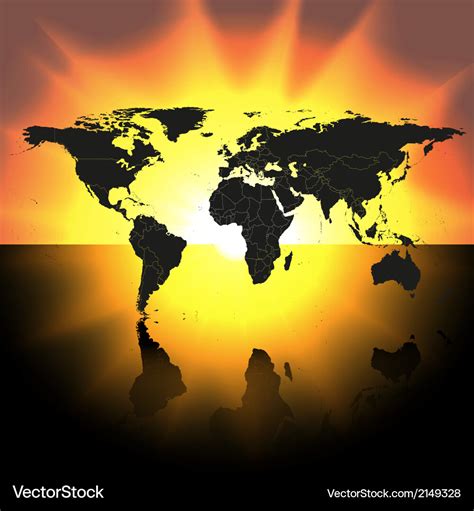world map   sunset background royalty  vector image