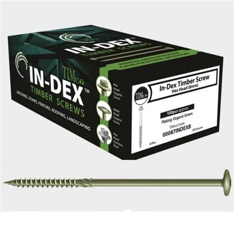 Timco 67 X 95mm In Dex Wafer Head Green Timber Framing Screws Qty 50