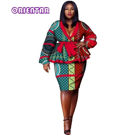 Spring African Skirt Suits Dashiki For Women Elegant Lady Skirt Set Femme Bazin Riche Cotton Set