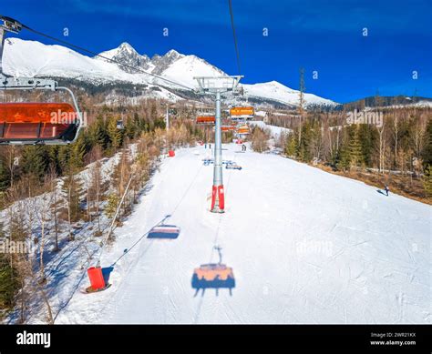 Ski Resort With Cable Cars And Lifts Tatranska Lomnica Slovakia High