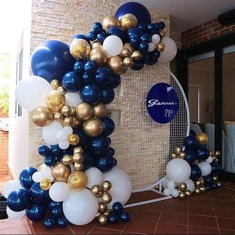 Navy Blue Gold White Balloon Arch Garland Kit Pcs Size Navy Blue