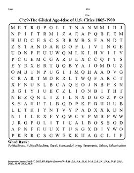 U S History Staar Word Search Puzzle Ch The Gilded Age Rise Of U S