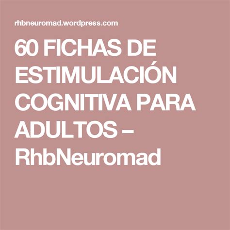 60 Fichas De EstimulaciÓn Cognitiva Para Adultos Estimulacion Cognitiva Para Adultos