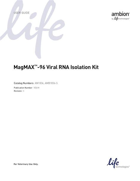 Pdf Magmax Viral Rna Isolation Kitisolation From Whole Blood