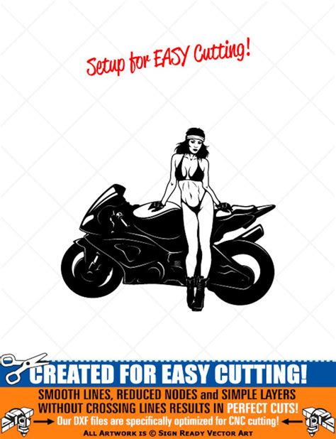 Sexy Motorcycle Girl Clipart Vector Clip Art Graphics Digital Download Cut Ready Files Vinyl