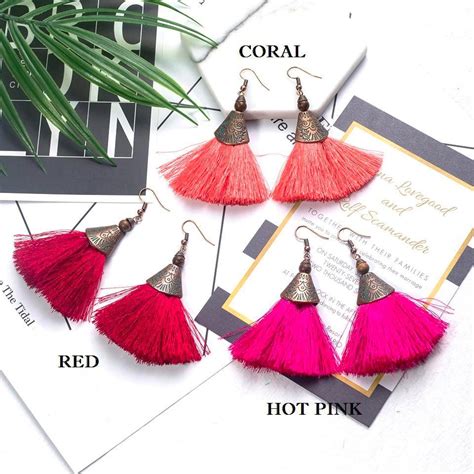 Red Tassel Earrings Keisela