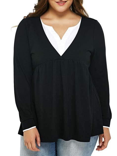 Plus Size Chic Hit Color Ruched Blouse Plus Size Chic Trendy Plus Size