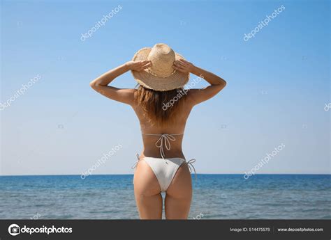 Frau Mit Perfektem K Rper Bikini Meer R Ckansicht Stockfoto Newafrica