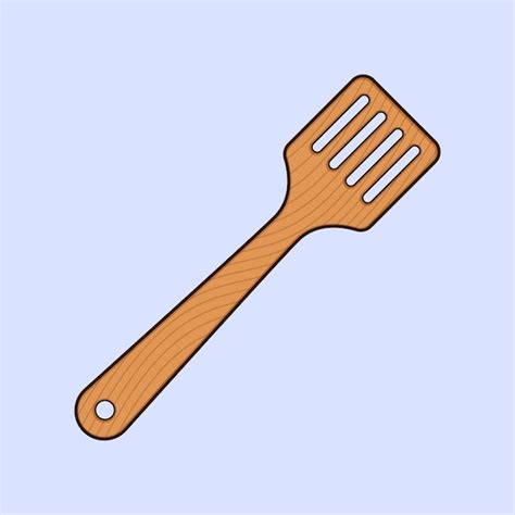 Premium Vector Wooden Spatula Spoon Vector Illustration Icon Kitchen