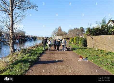 The River Thames And Riverside At Laleham Staines On A Sunny Winters