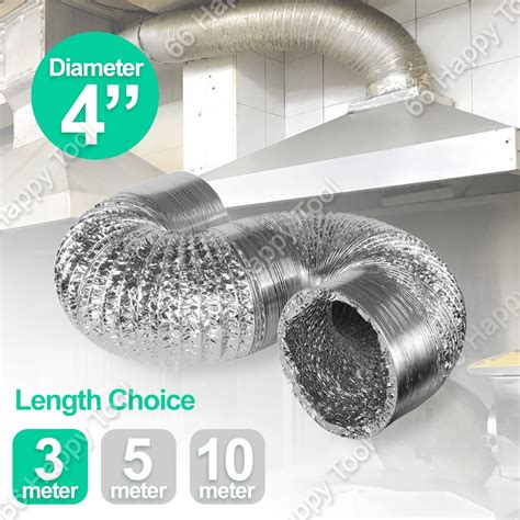 Rigid Aluminum Flexible 4 Diameter Air Ducting Hose Outlet Exhaust Hose Size 100mm X 3m